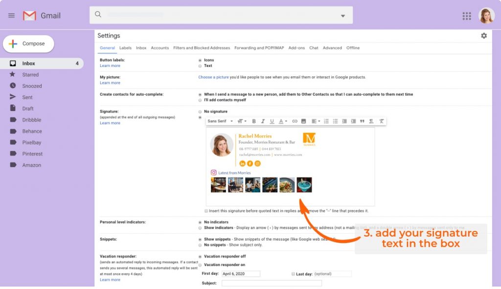 Create a professional gmail signature wisestamp generator