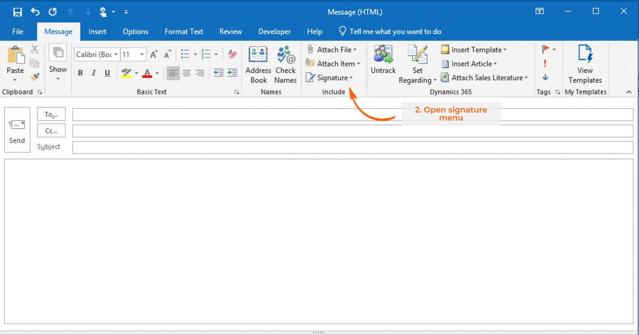 Add banner signature to outlook 2019 - step-2