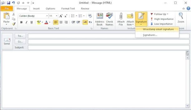 How to add multiple signatures in Outlook 2007 and 2010 - step 1