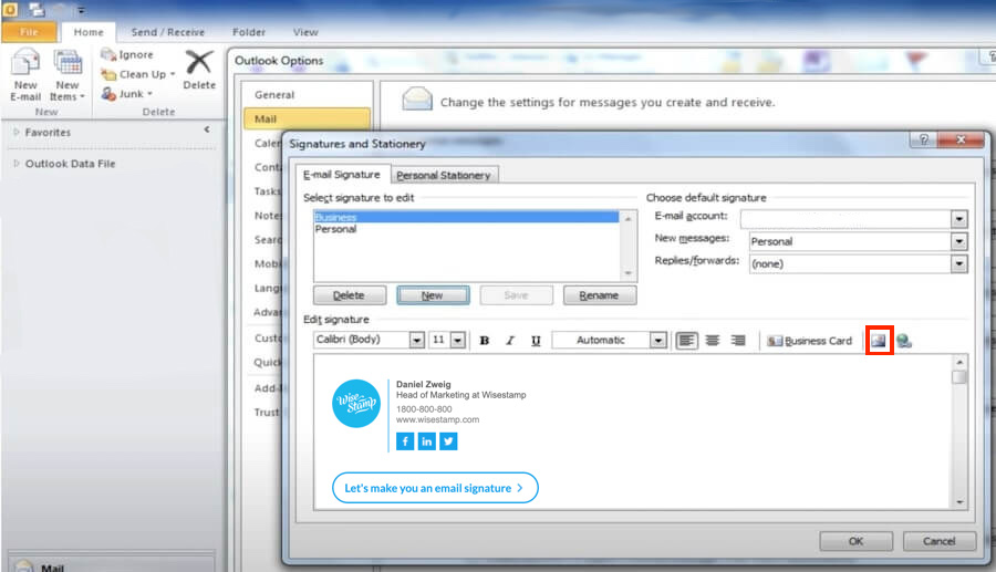 How to add an image or logo in Outlook 2007 and 2010 signature