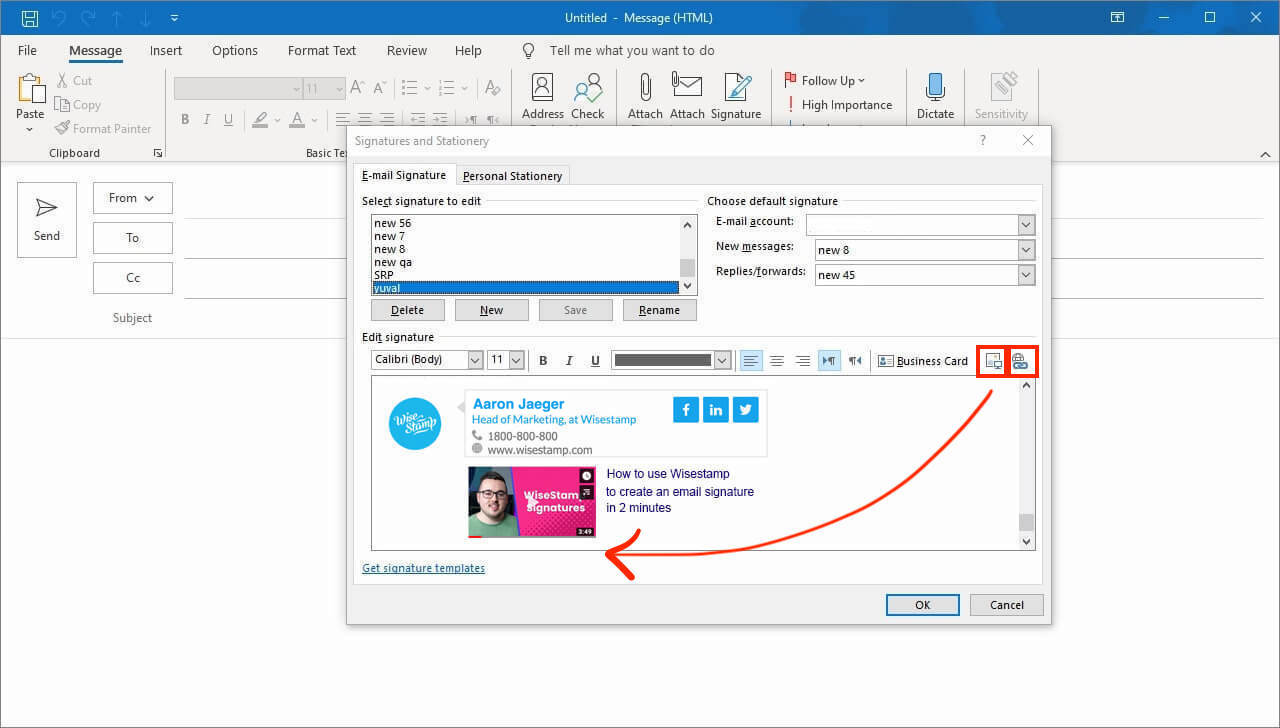 Outlook 2013 and 2016 and 2019 add video to outlook signature