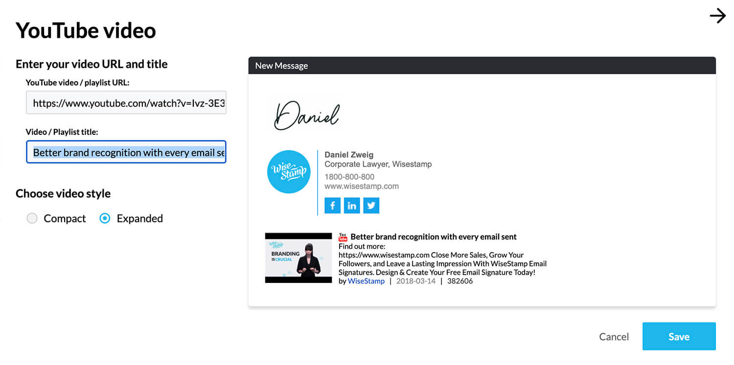 add video to email signature with wisestamp signature maker