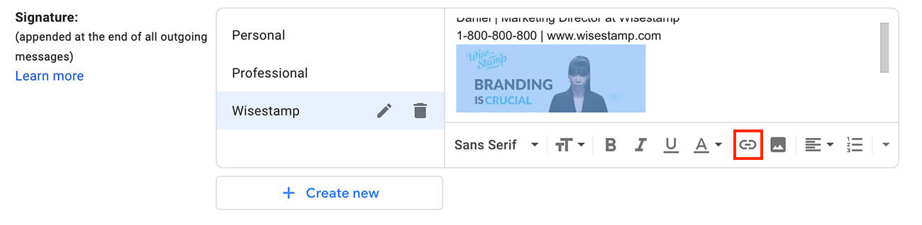 how to add a video to Gmail signature - add link to video