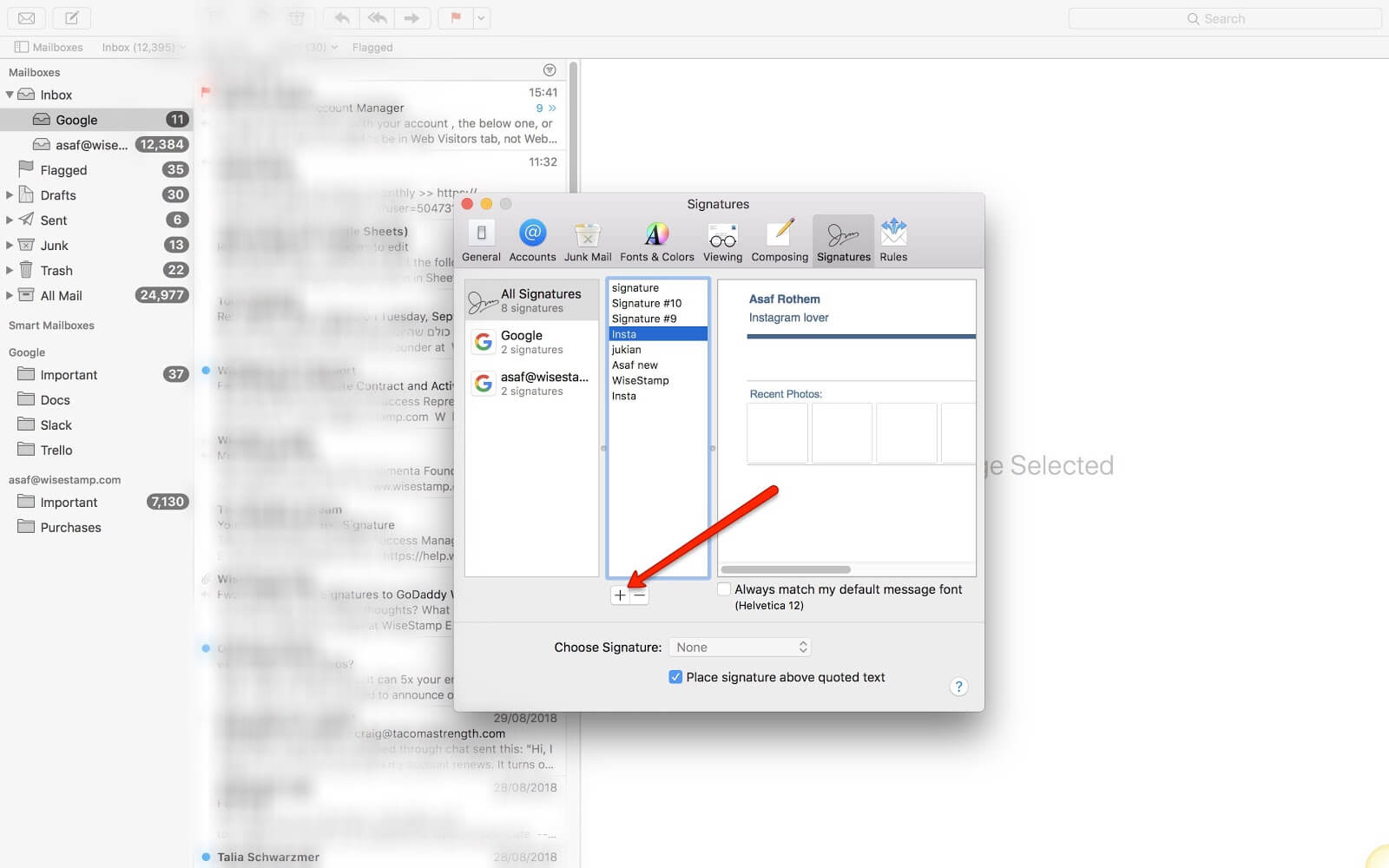 adding a mac mail signature image not attachment - step 2