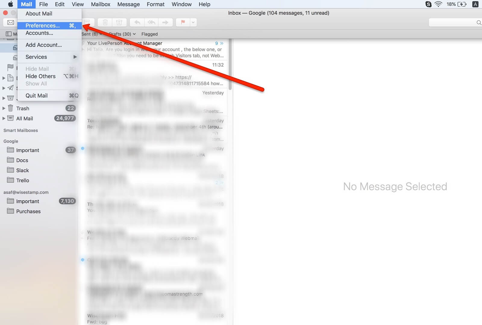 how to add a Mac Mail signature - step 1