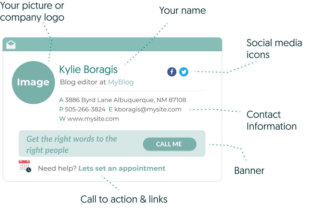 Email signature anatomy - by wisestamp