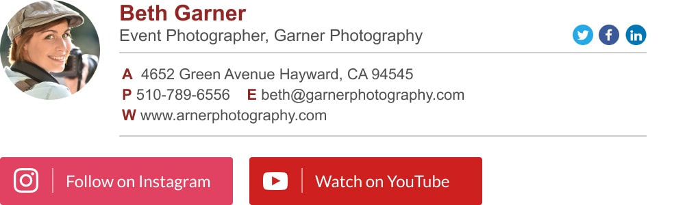 Free email signature block template for photographers and film makers