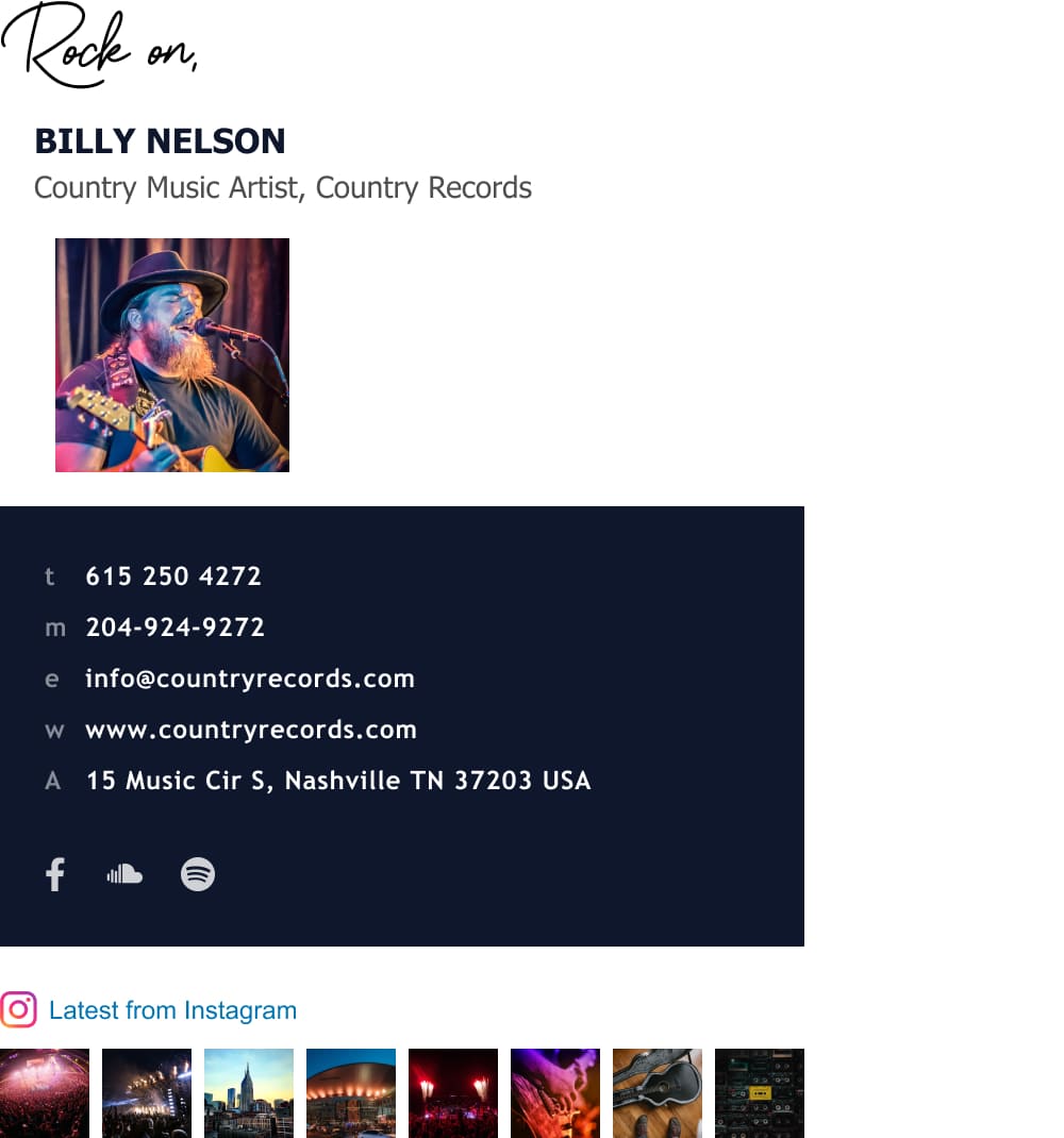 Music artist email signature template with instagram gallery-min