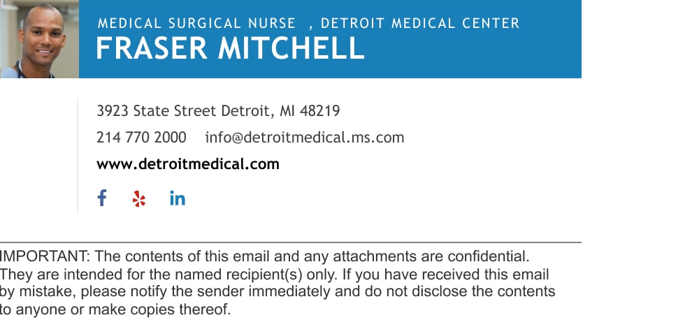 Nurse signature with email disclaimer