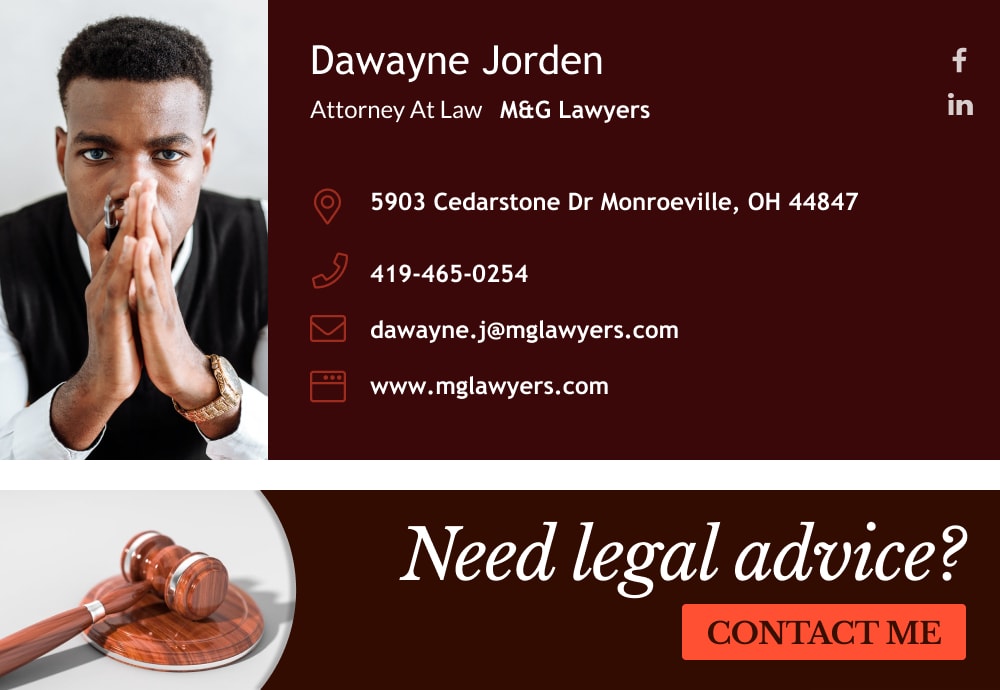 Professional attorney email signature with banner