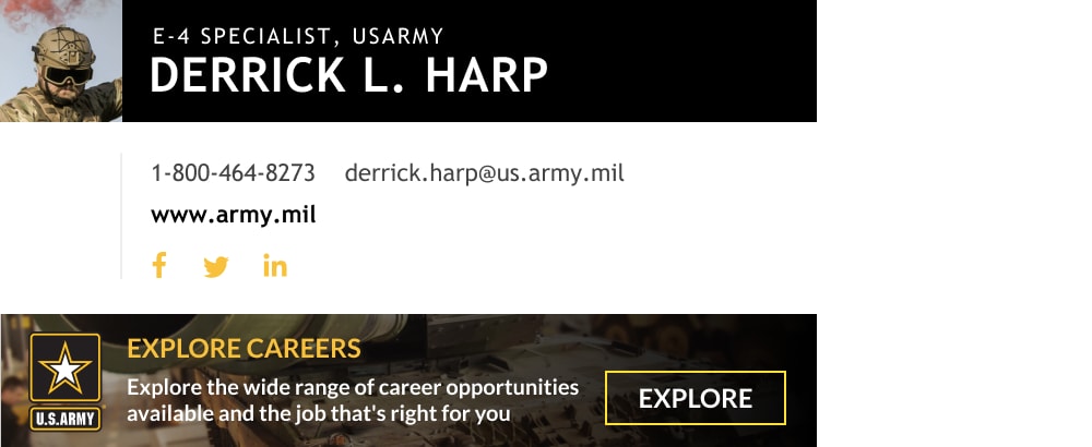 SPC military email signature with CTA banner