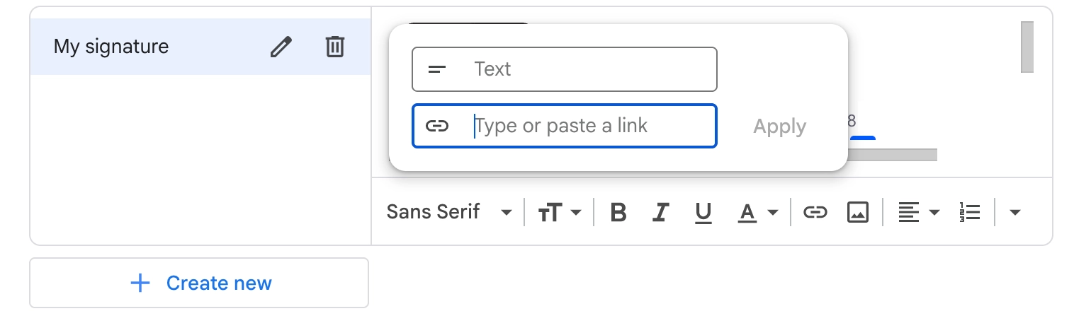 How to add an hyperlink in Gmail