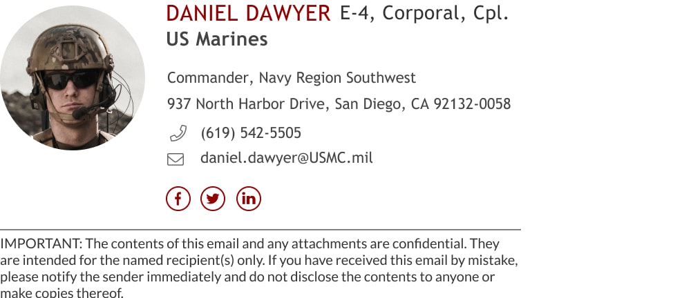 army email signature for marines with disclaimer