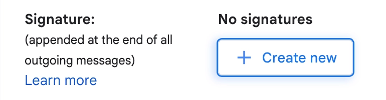 Gmail - Add new Gmail signature - step 1