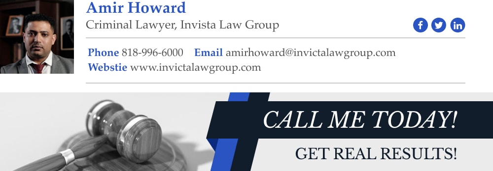 criminal lawyer email signature example with call to action banner