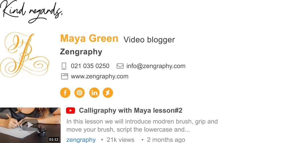 free video blogger email signature template with video thumbnail
