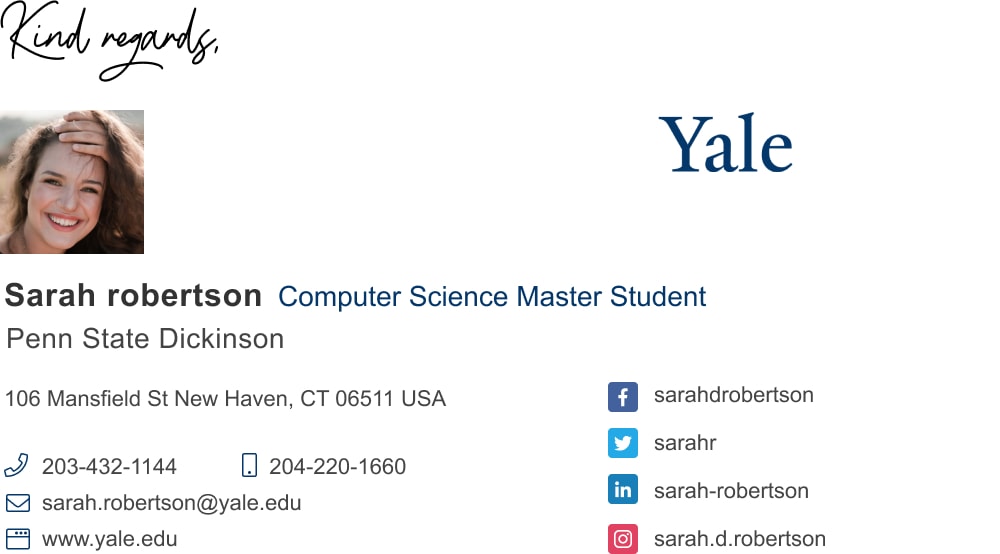 master student email signature template