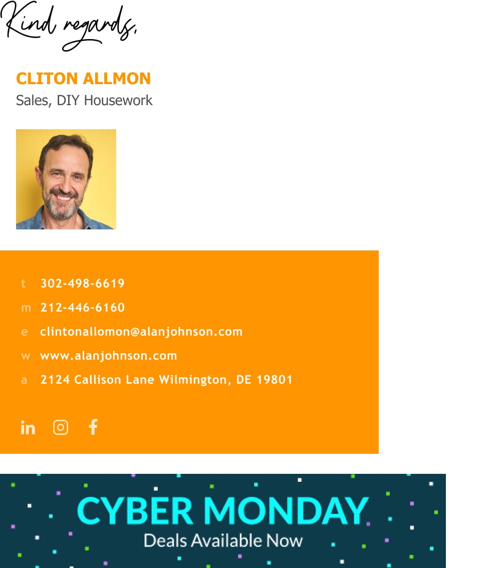 sales manager email signature with CTA banner