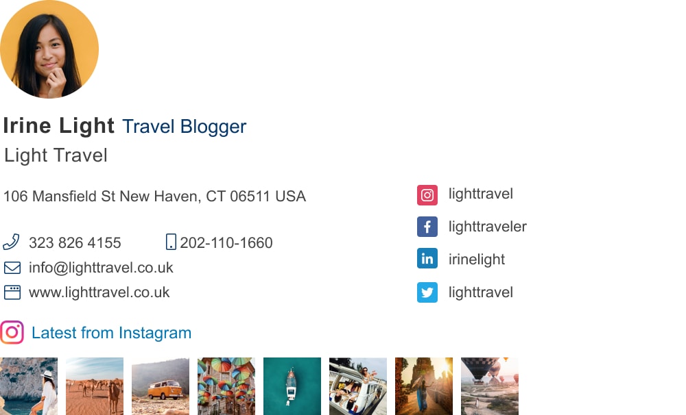 travel blogger email signature with instagram gallery-min