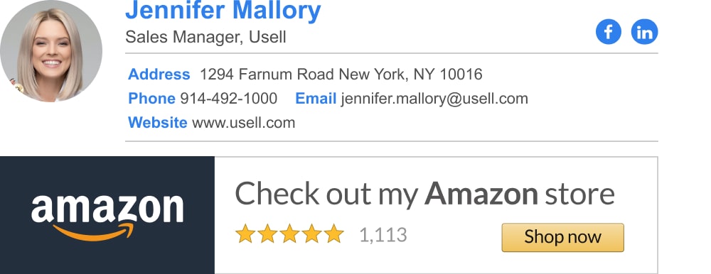 Email signature example with Amazon sales banner-min