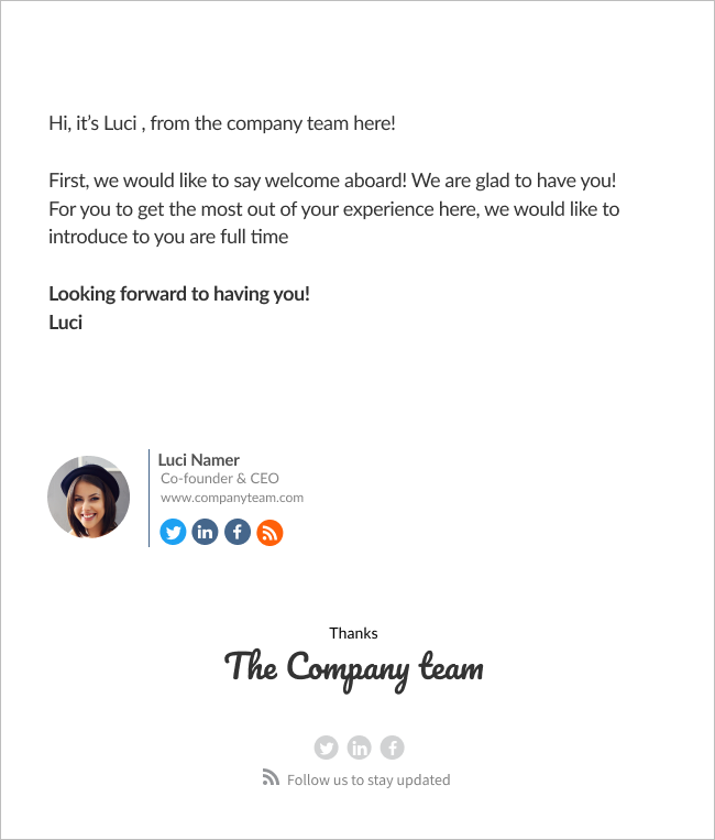email template welcome