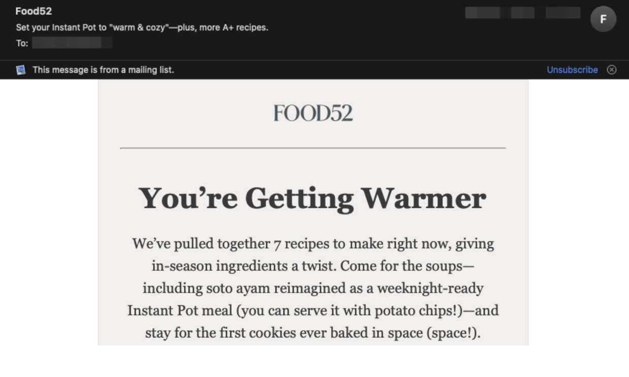 Improve Your Email Deliverability example by 52foods