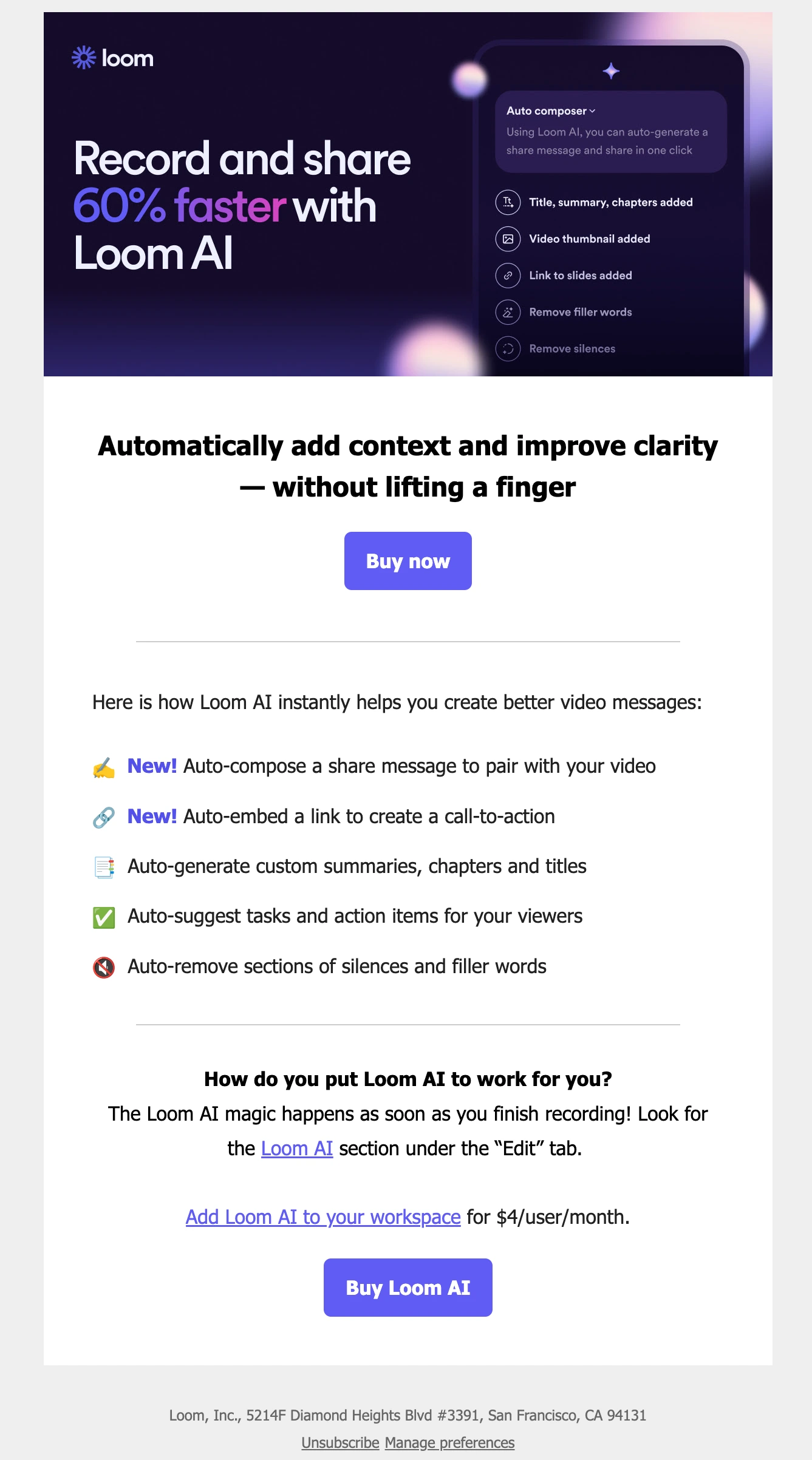 Loom email example