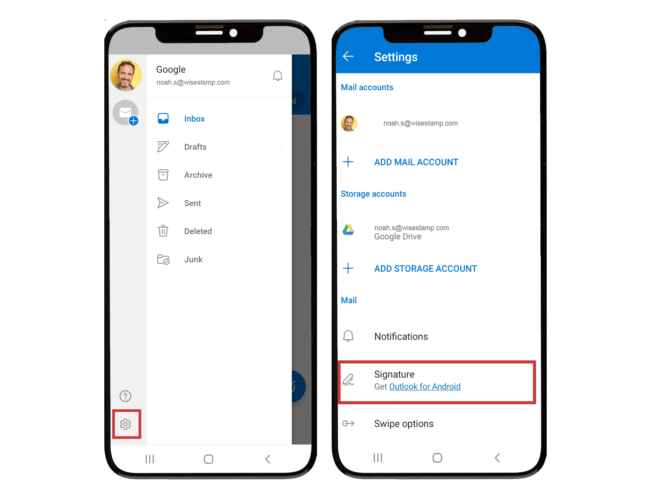 Add outlook mobile signature in Android and iOS