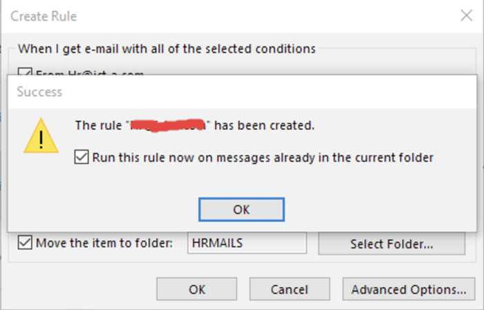 5. outlook incoming emails into specific folders automatically