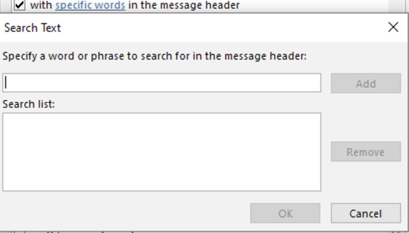Example 6: Specific words in the message header