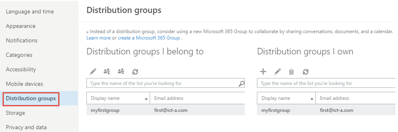 Distribution groups