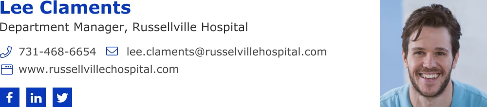 Rightside doctor email signature with social icons