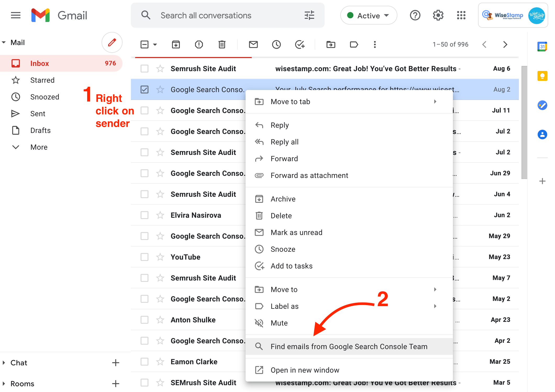 Gmail sort inbox by from (sort Gmail by sender) - option 1