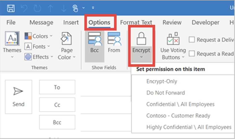 how to encrypt email in outlook Step 2: Navigate to the Options tab and choose Encrypt-Only