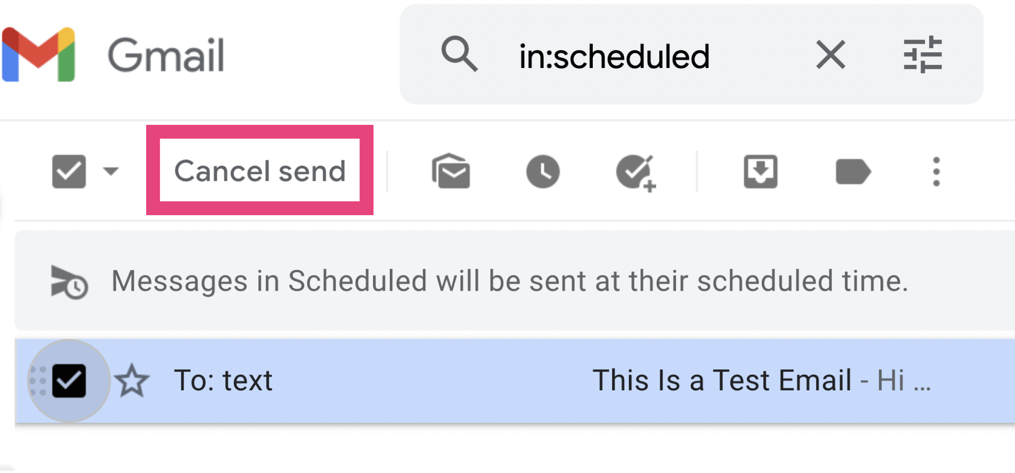 To edit the email, you will need to first cancel it so that it goes to the Drafts label