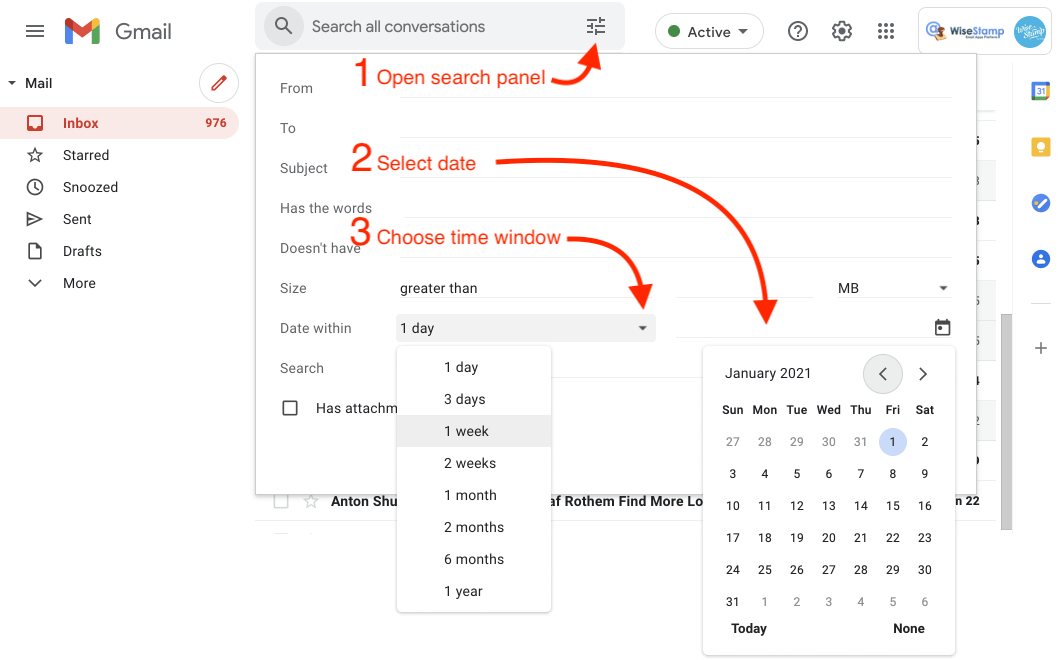 sort gmail by date