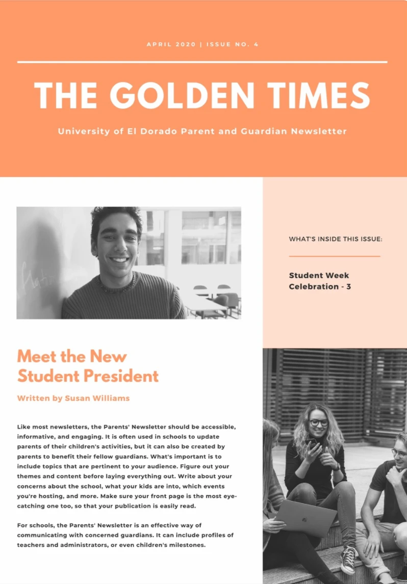 golden times newsletter design