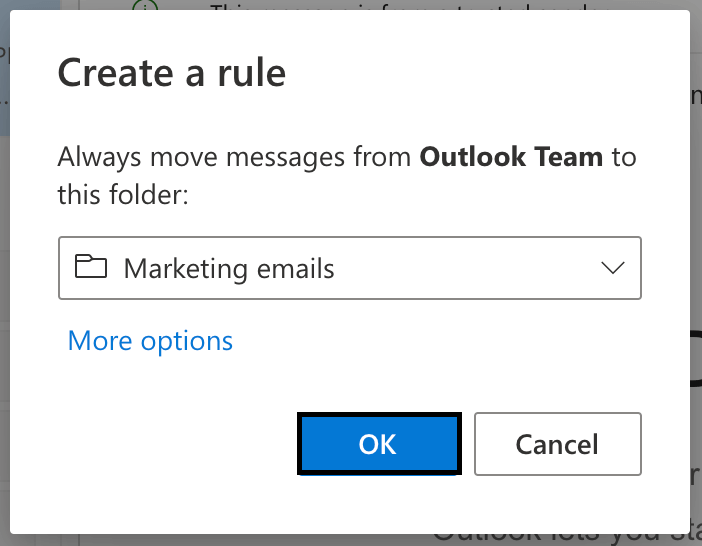 How to create automated rules in Outlook move to folder 3