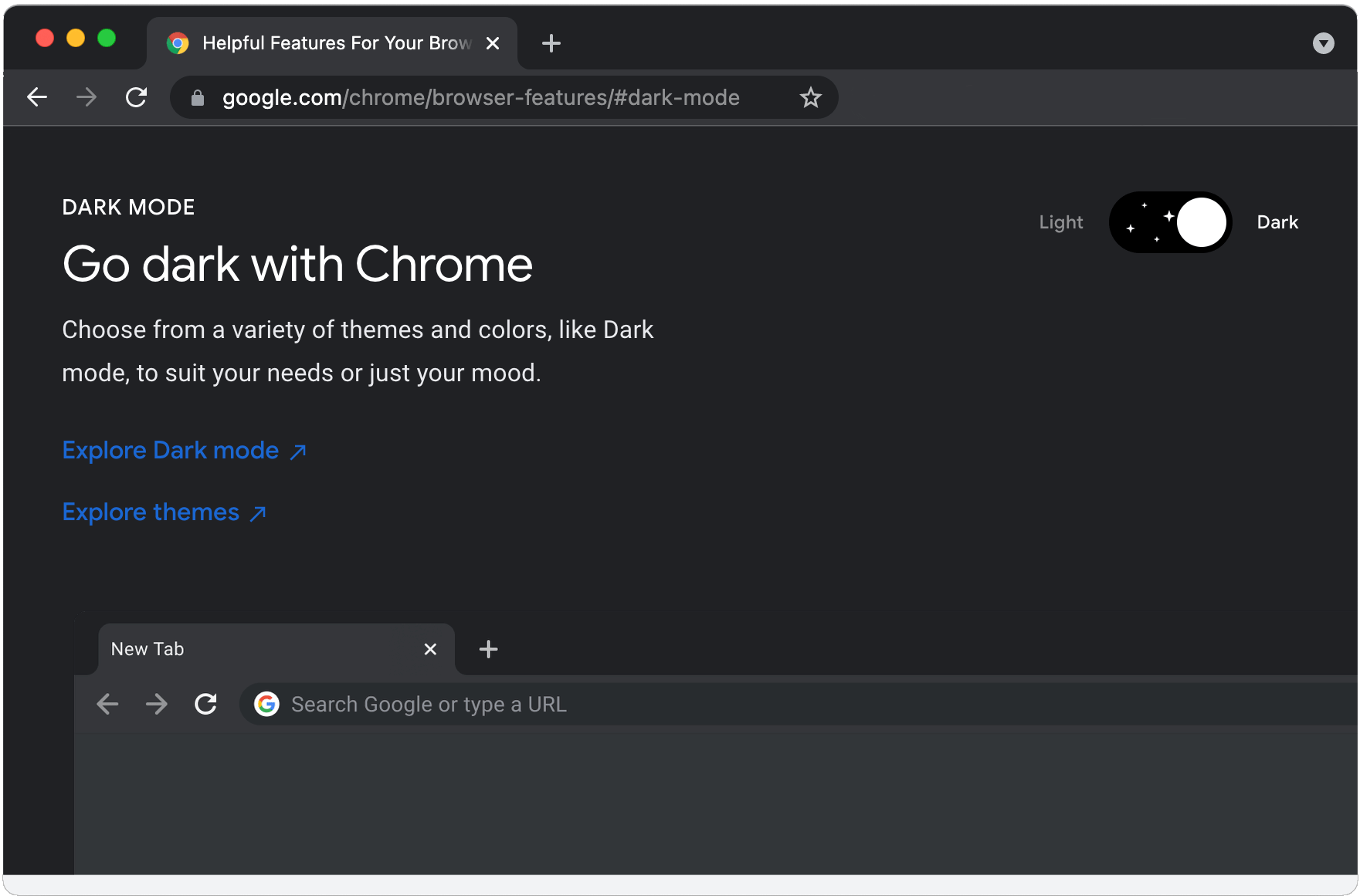 dark mode or dark theme on google chrome