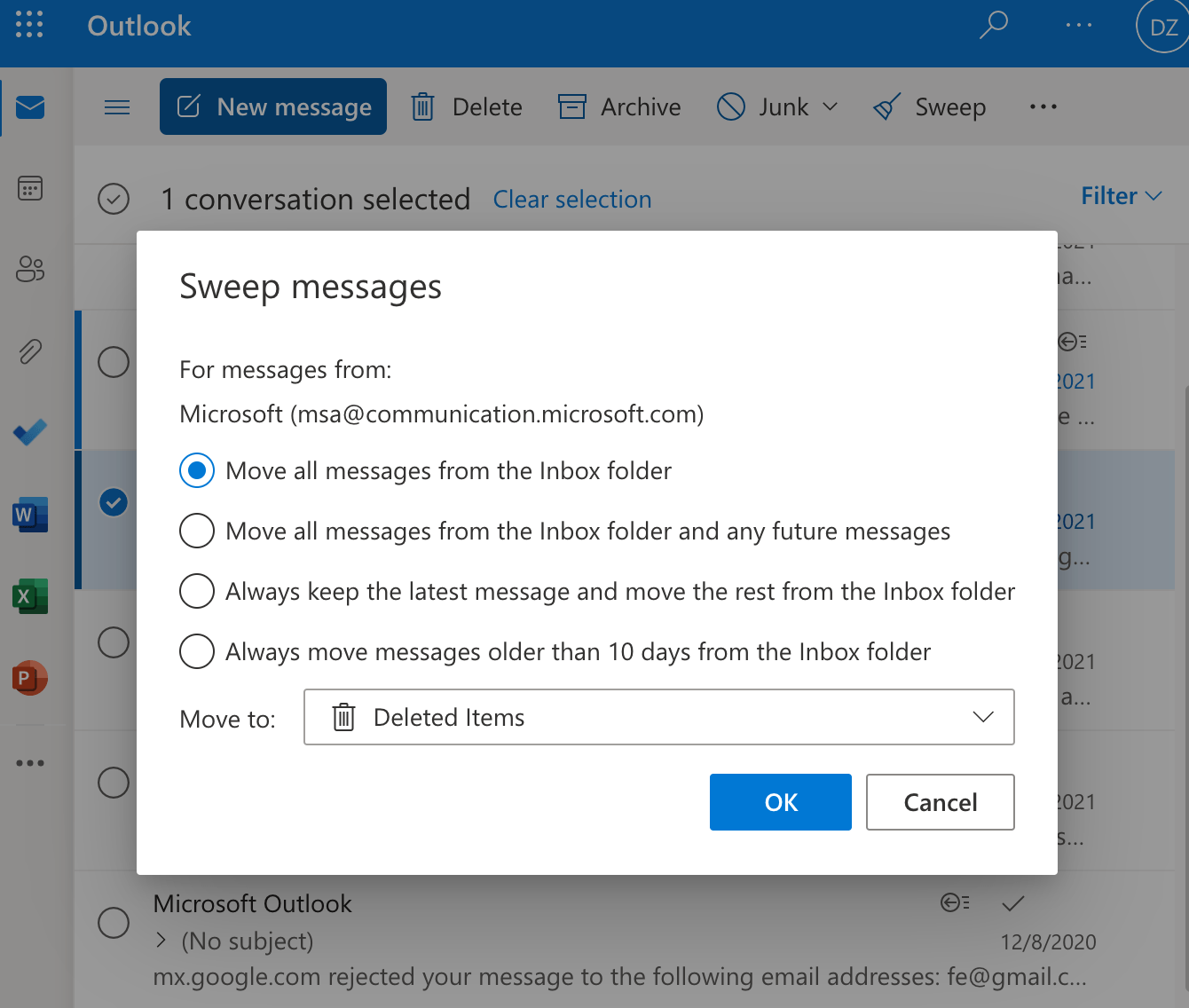 Move all messages from inbox folder