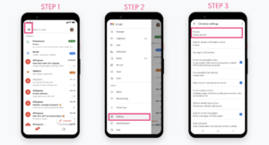 Set dark mode on gmail for on iphone step 1-3