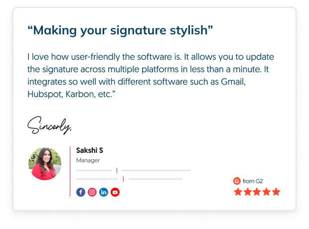 WiseStamp G Suite signature management software review - sakshi s