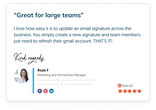 WiseStamp Office 365 email signature management software review - roze f