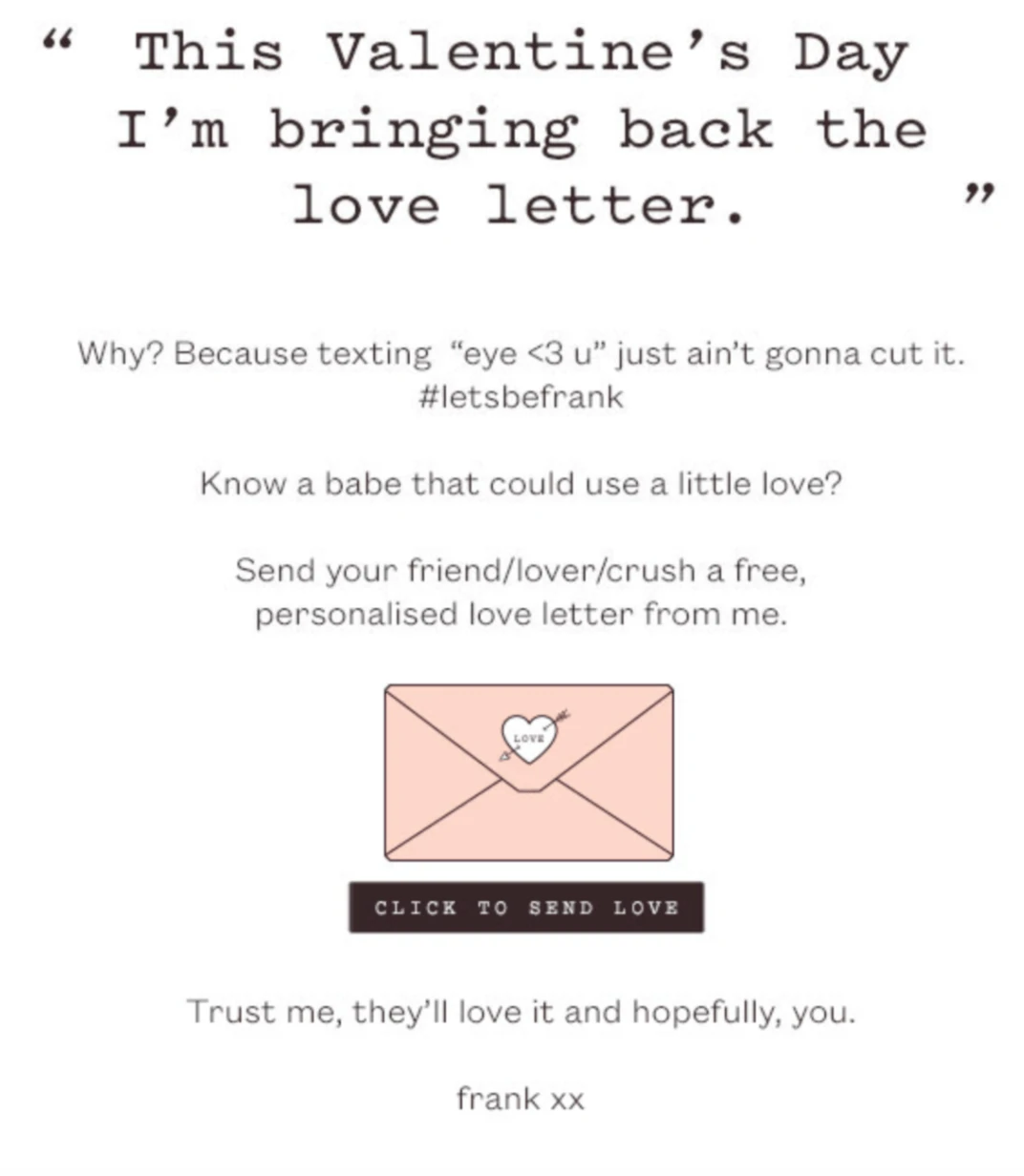 Valentine’s Day emails with a twist