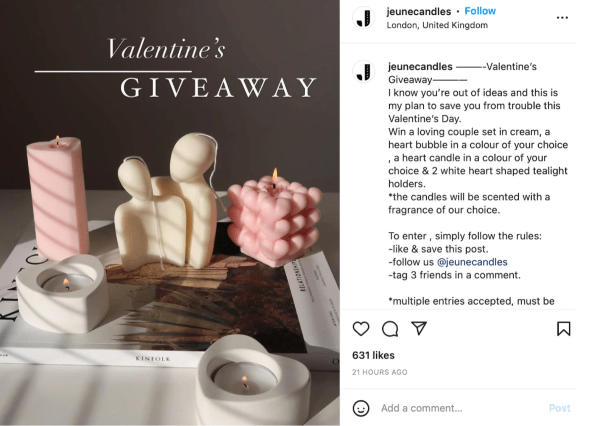 Valentine’s Day giveaways on social media