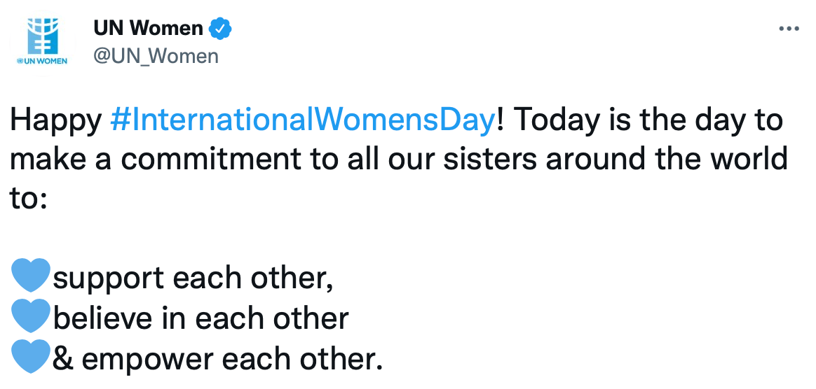 social media a Happy International Women’s Day post idea - Twitter
