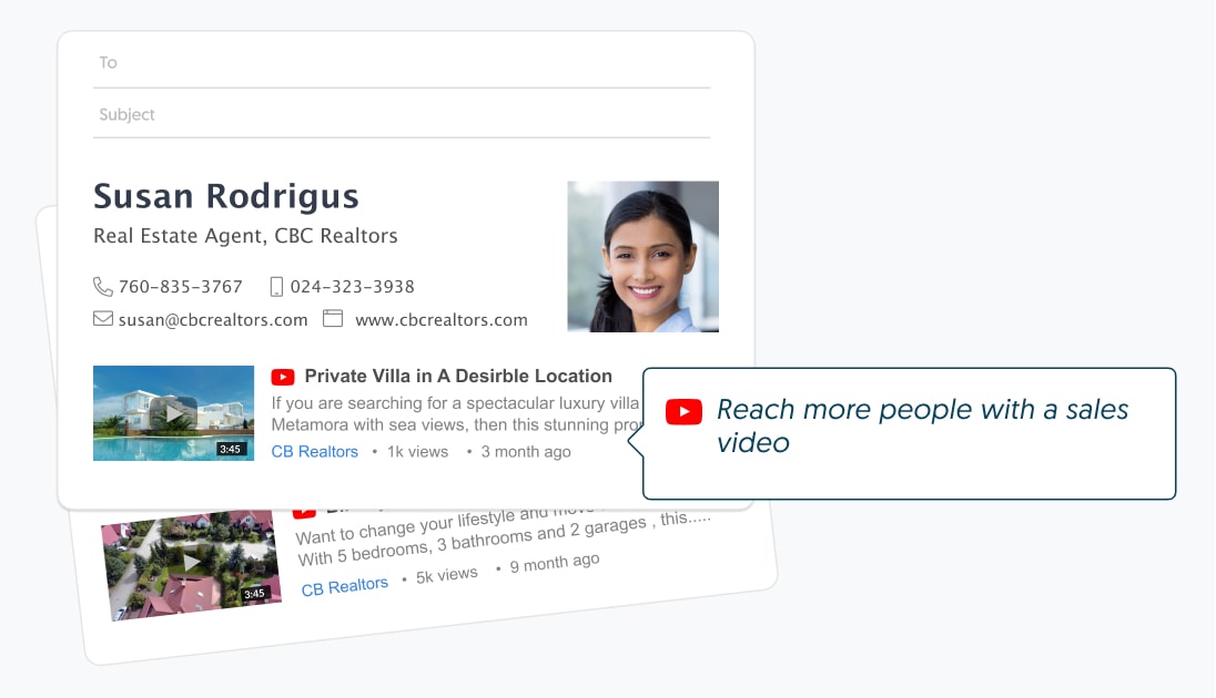 email signature example with video add-on