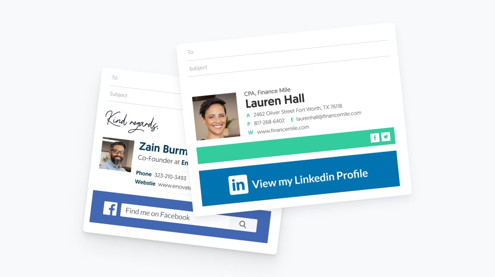 signature email examples with social media