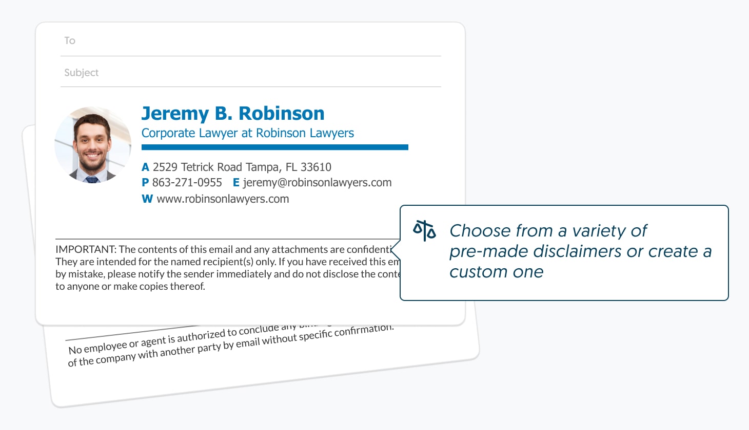 Email signature example with disclaimer good for business