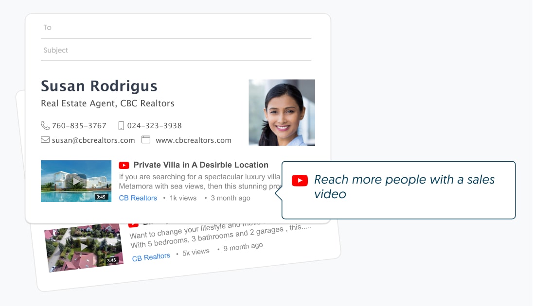 email signature example with video add on